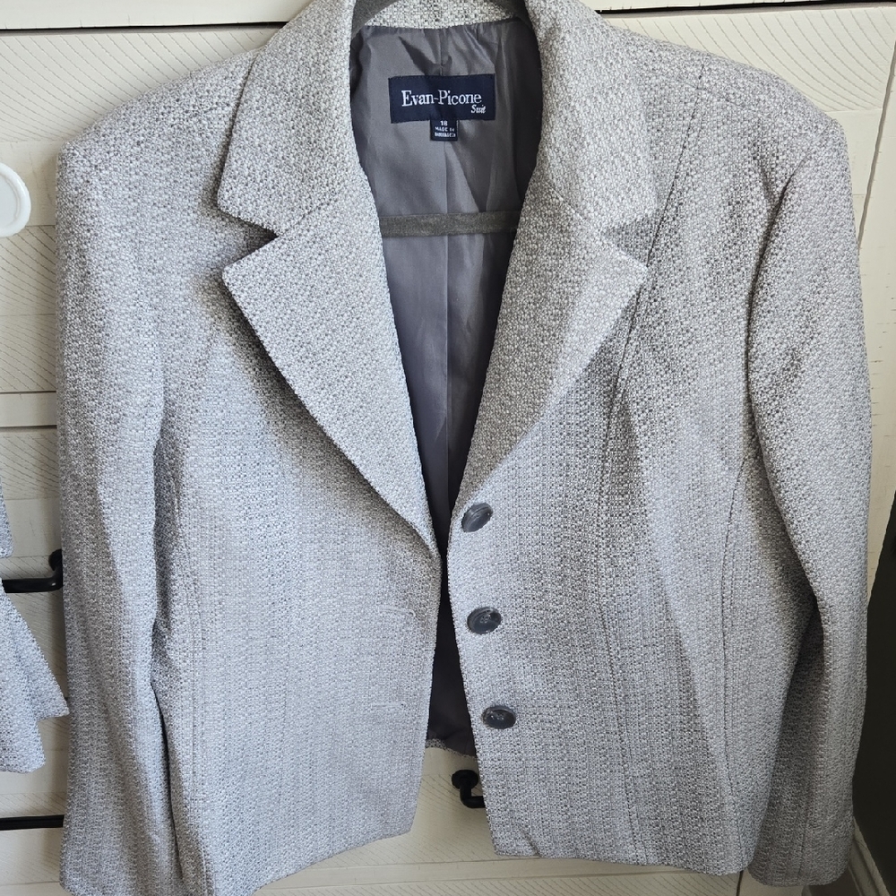 Evan Picone Gray Blazer Classic Tailored Suit Jacket
